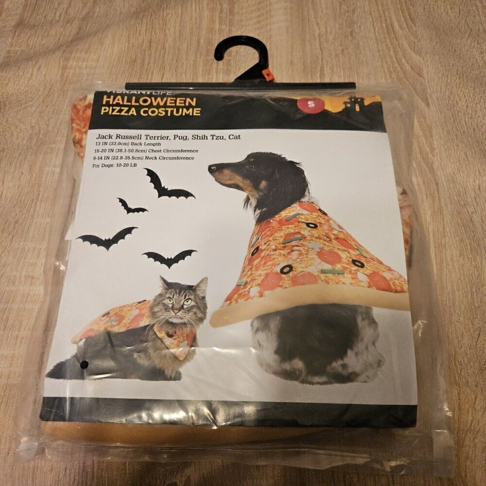 Pet Halloween Costume Cat Dog "Slice of Pizza" So Cute, S 10-20 Lb